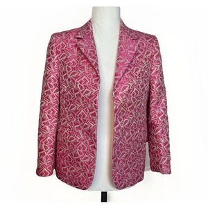 Marni Pink Blazer Silk Cotton Metalic Jacquard IT 44 US 8 Feminine Colorful